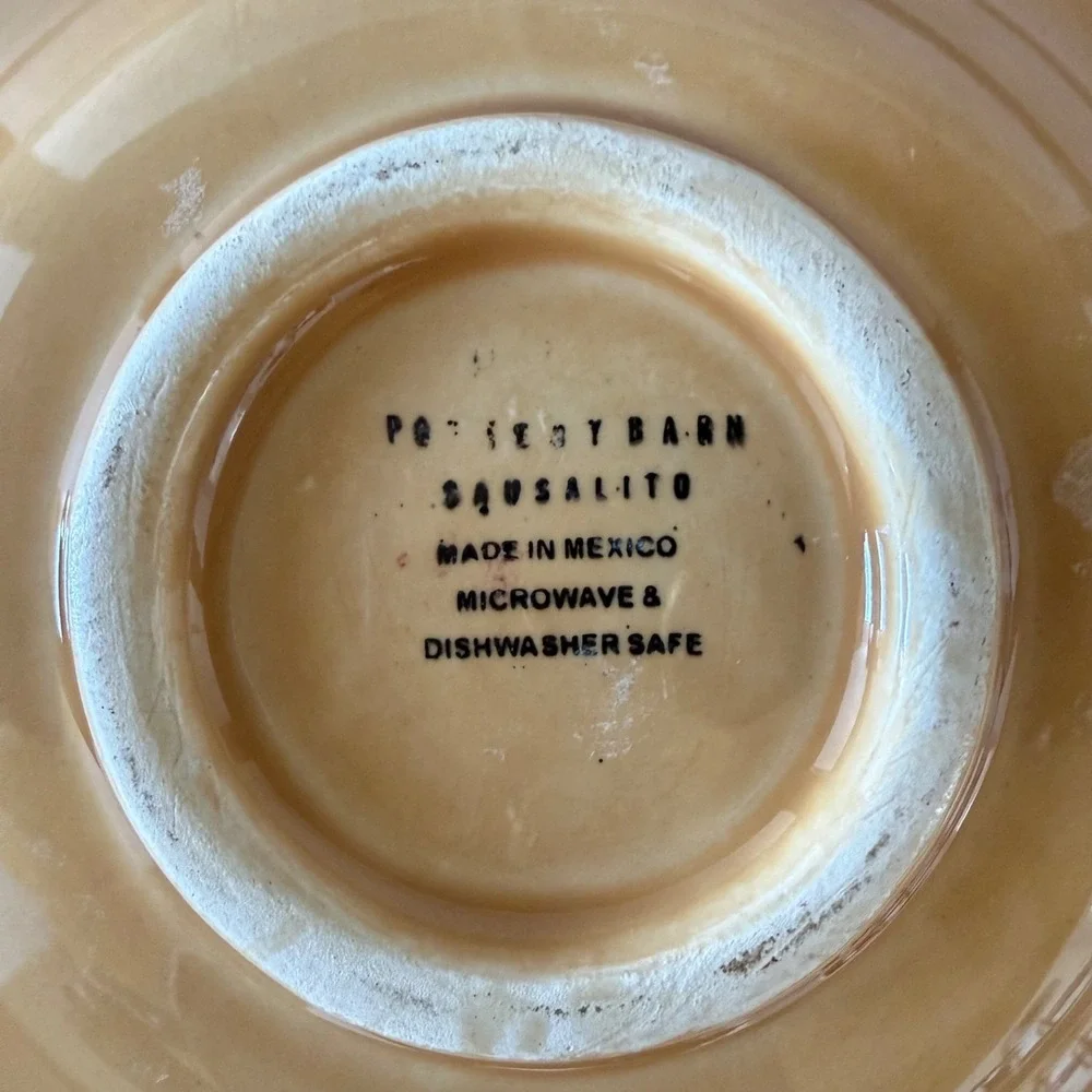 Vintage Pottery‎ Barn Sausalito Amber Espresso Cup Saucer Set 8pc Mexico